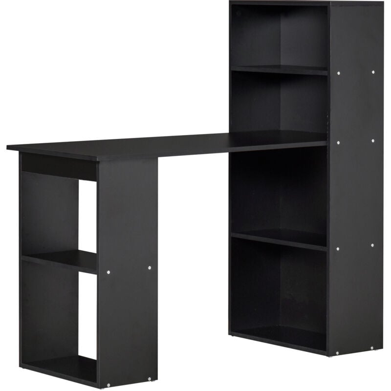 foto del prodotto homcom scrivania con libreria in legno a 6 ripiani portaoggetti nero