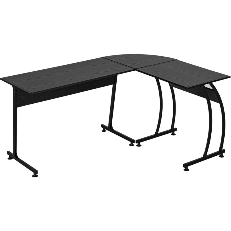foto del prodotto homcom scrivania gaming angolare in legno e metallo, nera, 112.5 x 152 x 74cm