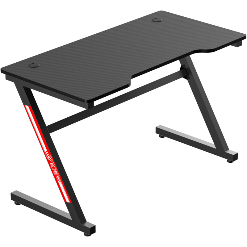 foto del prodotto homcom scrivania gaming con 2 fori passacavi per camera ufficio 120x60x73cm nero