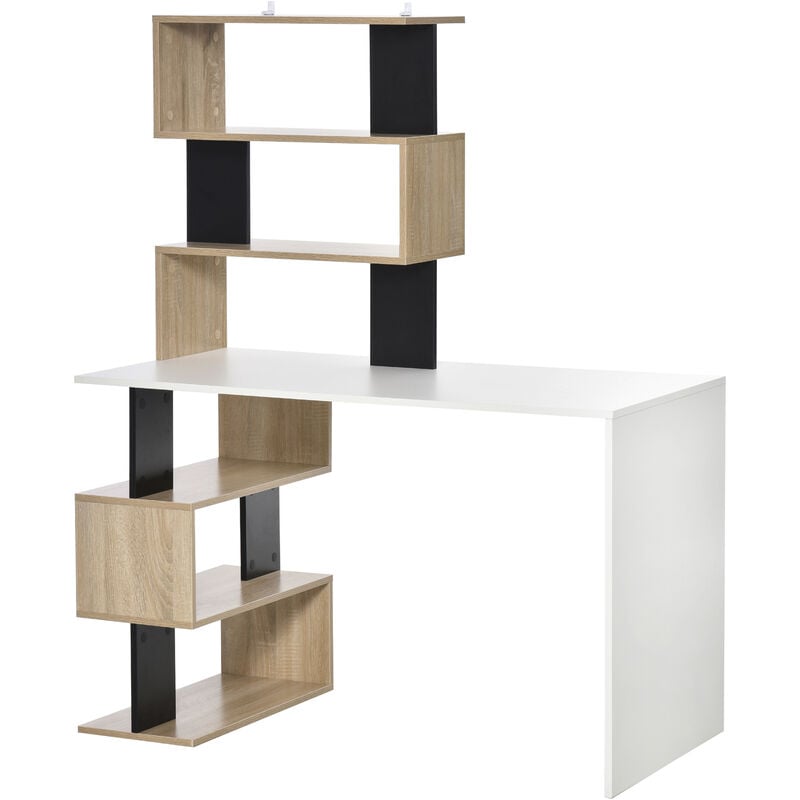 foto del prodotto homcom scrivania libreria moderna in legno multicolore per camera ufficio
