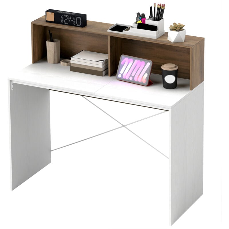 foto del prodotto homcom scrivania moderna con 2 ripiani in truciolato multicolore