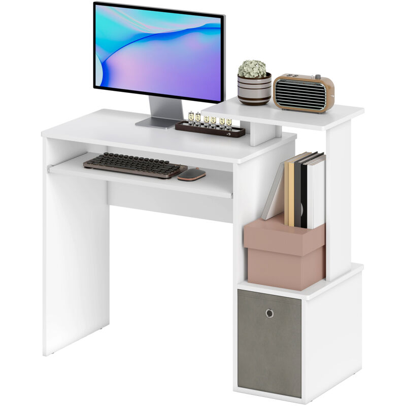 foto del prodotto homcom scrivania moderna con porta tastiera e cassetto in tessuto 100x40x86.6cm