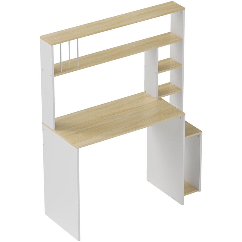 foto del prodotto homcom scrivania moderna per pc con scaffale e porta cpu 113x45x138.5cm rovere