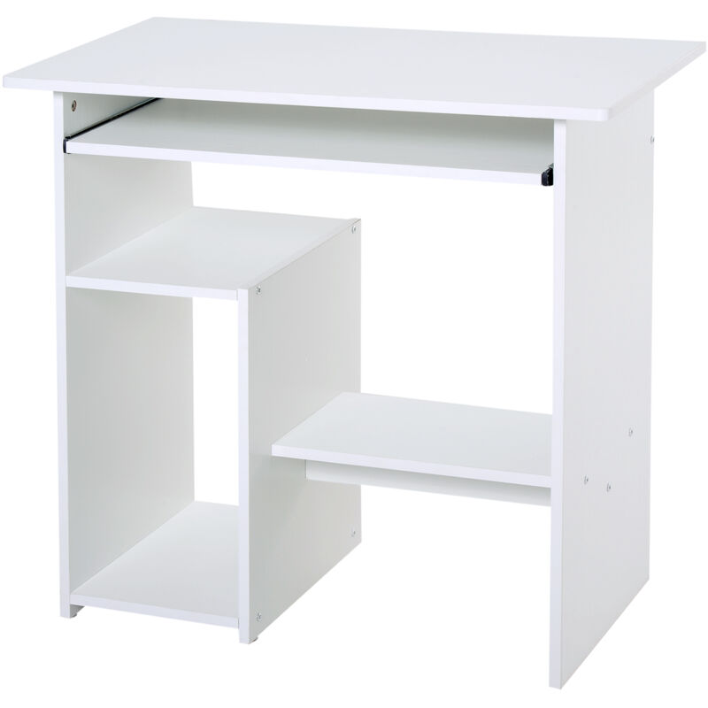 foto del prodotto homcom scrivania pc in legno con mensola per tastiera estraibile e porta cpu