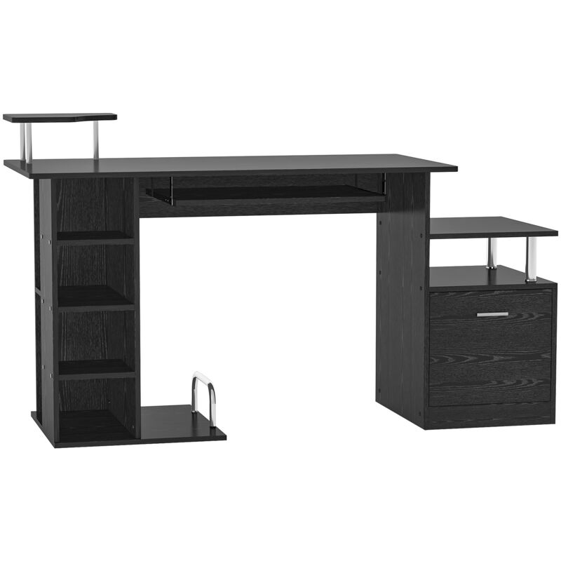 foto del prodotto homcom scrivania pc moderna con cassetti per ufficio in legno nero