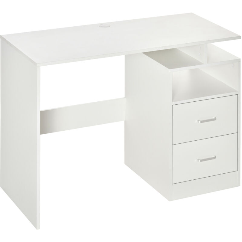 foto del prodotto homcom scrivania pc salvaspazio per ufficio o camera in legno 108x48x76cm bianco