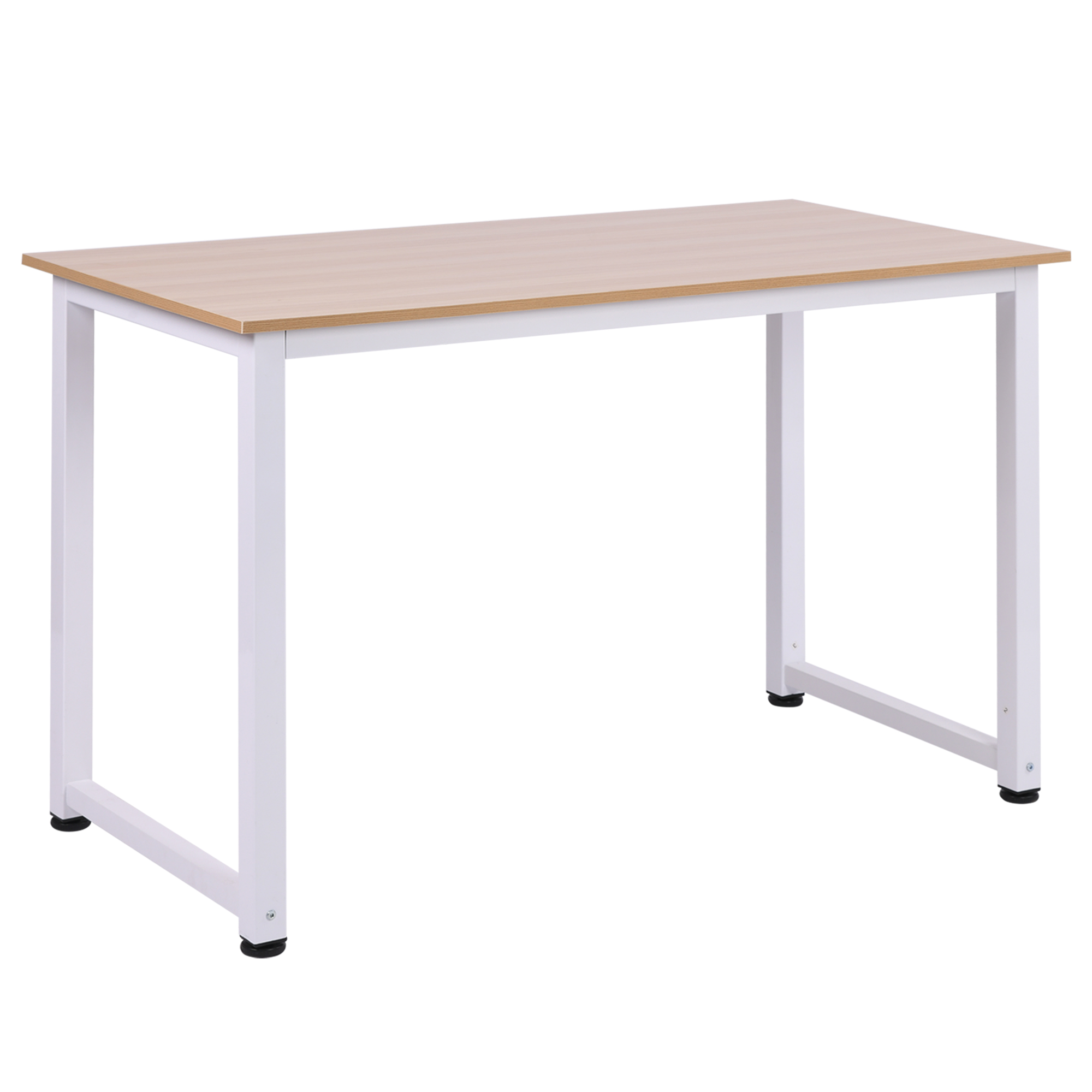 foto del prodotto homcom scrivania per computer grande superficie gambe regolabili, tavolo da pranzo 120x60x76cm finitura in rovere millennium, telaio bianco aosom