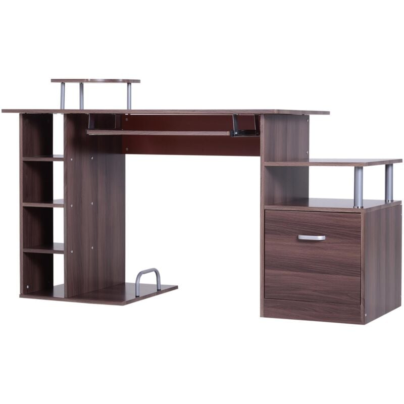 foto del prodotto homcom scrivania per pc da ufficio e camera con scaffale e cassetto in legno