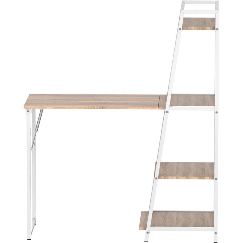 foto del prodotto homcom scrivania pieghevole con libreria salvaspazio in metallo bianco mdf
