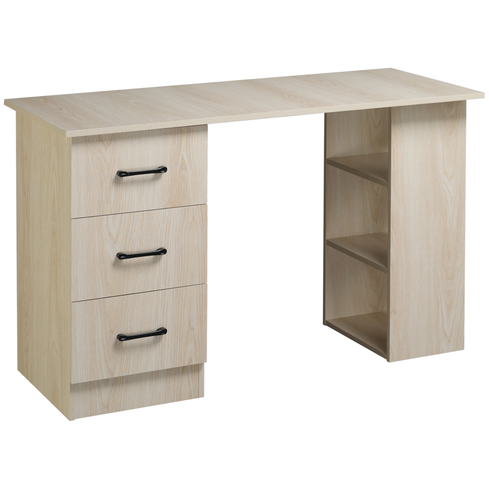 foto del prodotto homcom scrivania porta pc con 3 cassetti e 3 ripiani, scrivania per camera e ufficio in legno 120x49x72cm aosom