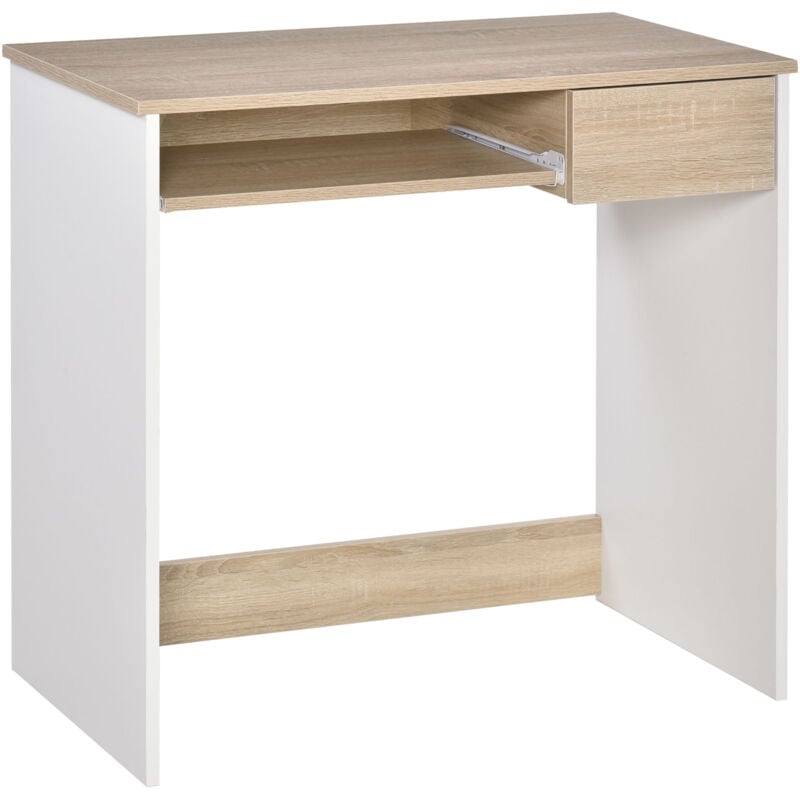 foto del prodotto homcom scrivania porta pc in legno con ripiano tastiera per ufficio camera