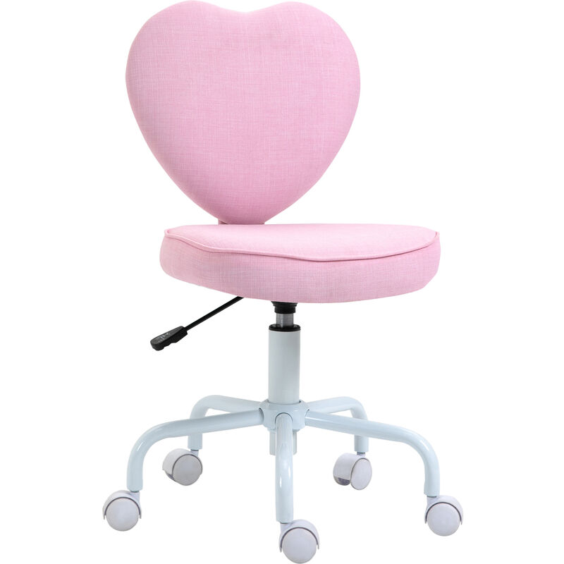 foto del prodotto homcom sedia a forma di cuore per scrivania cameretta con 5 rotelle girevoli