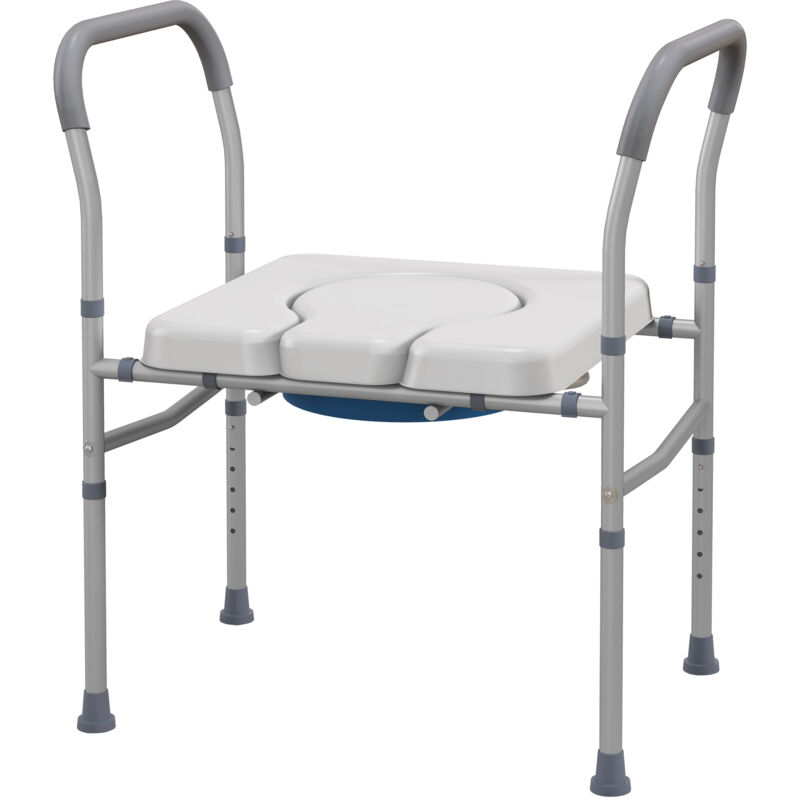 foto del prodotto homcom sedia comoda wc per disabili e anziani 4 in 1 altezza regolabile grigio