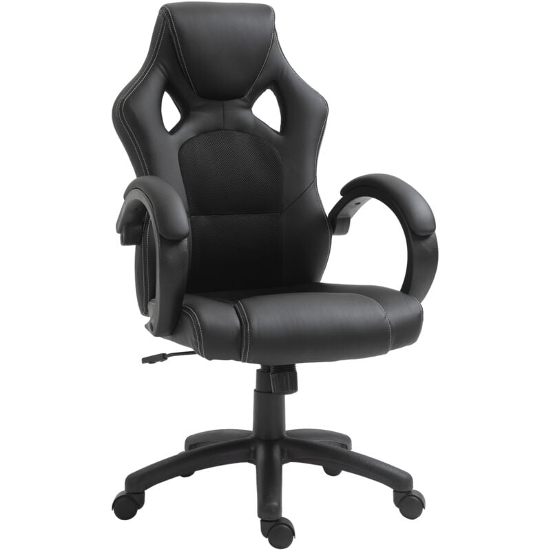foto del prodotto homcom sedia da gaming ad altezza regolabile, 71x61x108 118 cm, nera
