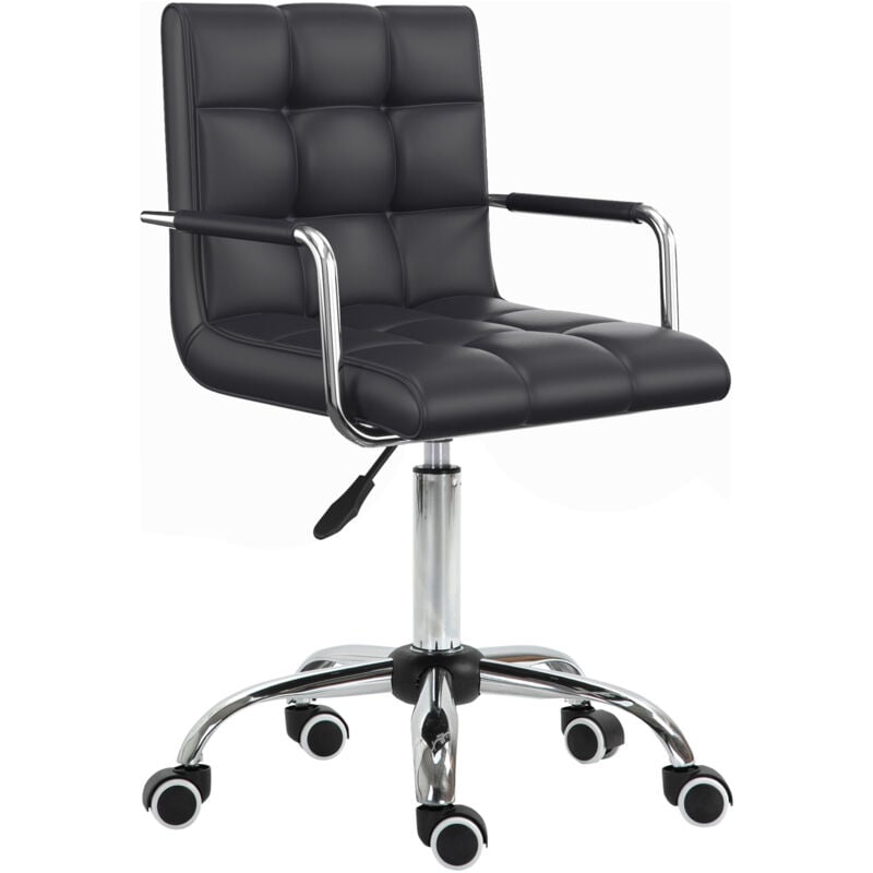 foto del prodotto homcom - sedia da ufficio girevole in ecopelle altezza regolabile braccioli ruote