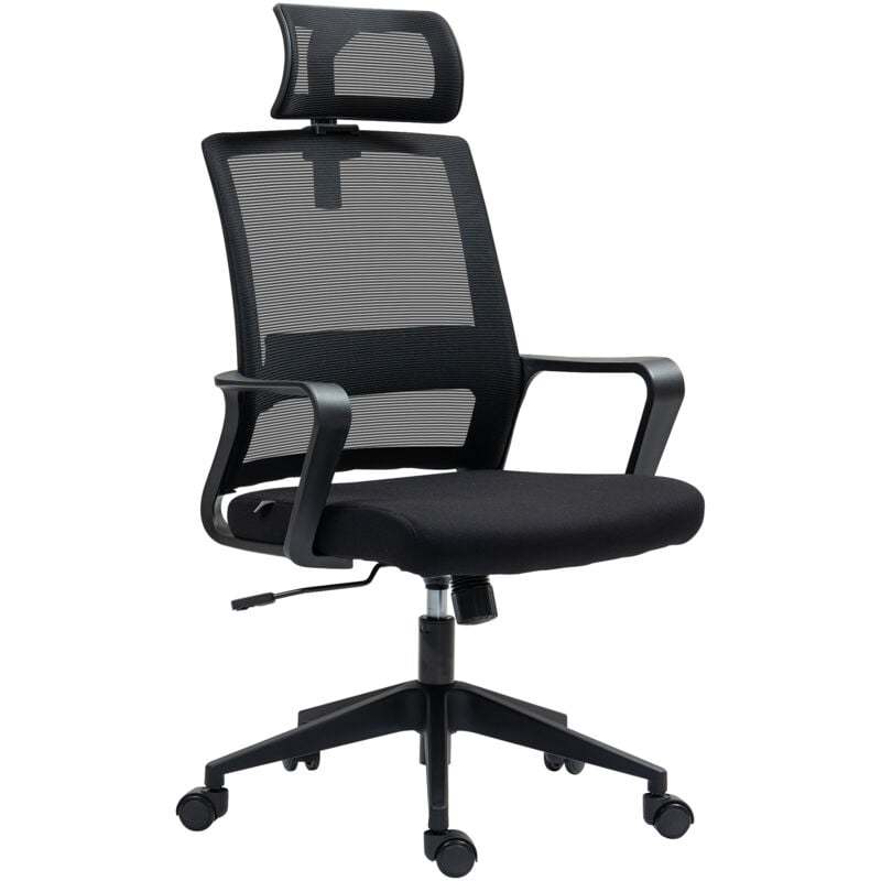 foto del prodotto homcom sedia ergonomica da ufficio con poggiatesta e altezza regolabili nero