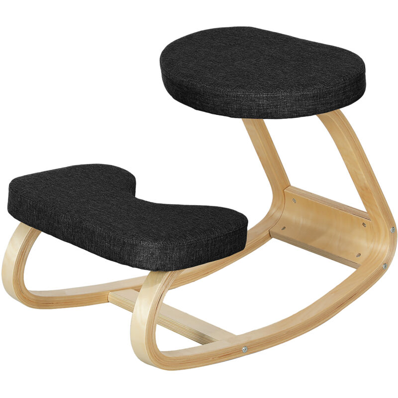 foto del prodotto homcom sedia ergonomica dondolante in tessuto effetto lino e legno nero