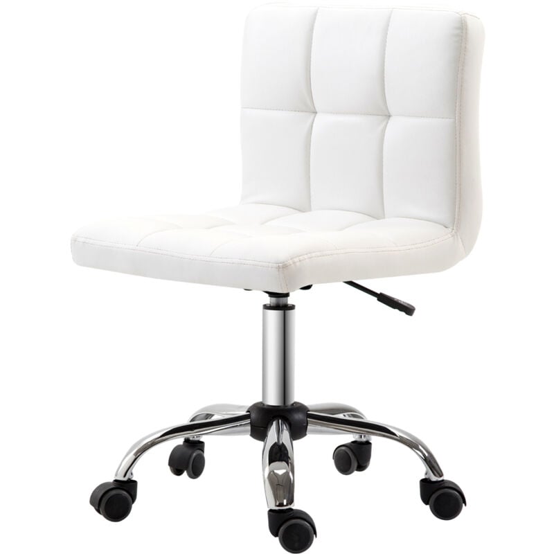 foto del prodotto homcom sedia poltrona ufficio in pelle bianca ergonomica e girevole