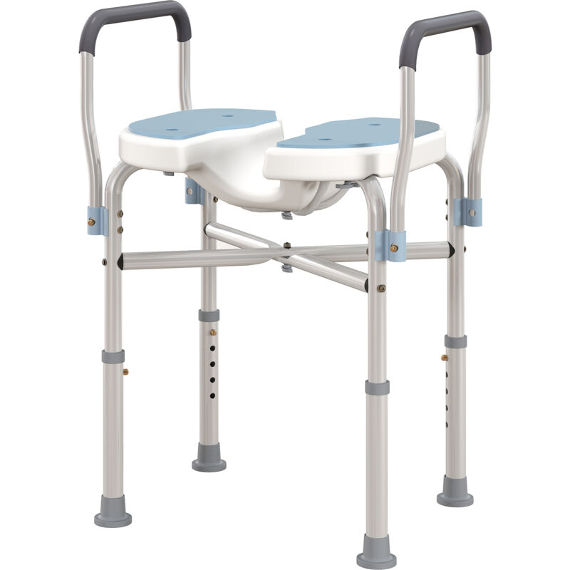 foto del prodotto homcom sedile per doccia con seduta scanalata, braccioli e altezza regolabile