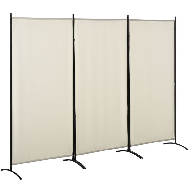 foto del prodotto homcom separ da interno pieghevole a 3 pannelli in metallo e poliestere beige