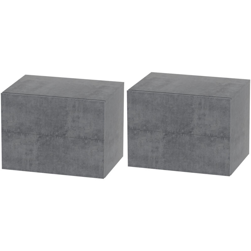 foto del prodotto homcom set 2 comodini moderni sospesi con 2 cassetti 40x29x30 cm grigio cemento