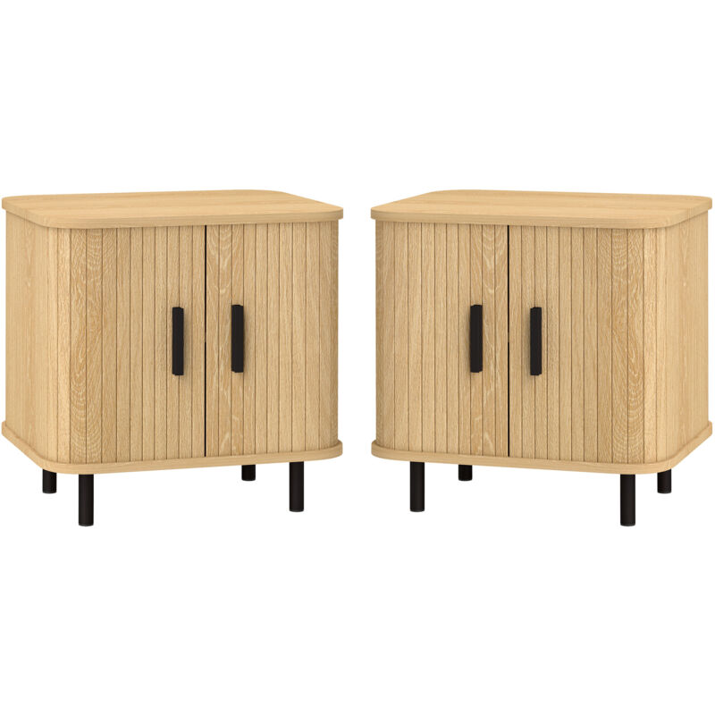 foto del prodotto homcom set 2 comodini per camera da letto con ripiano a 2 livelli nero e rovere
