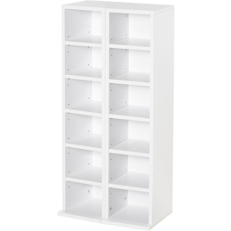 foto del prodotto homcom set 2 mobili libreria a 12 ripiani per 204 cd in truciolato bianco