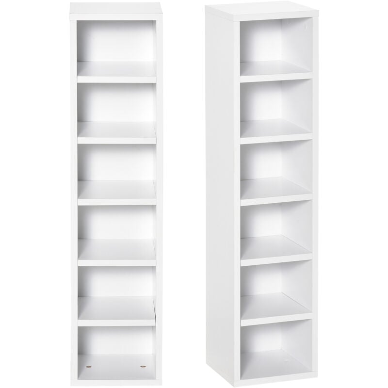 foto del prodotto homcom set 2 mobili libreria porta cd a 12 ripiani in legno bianco