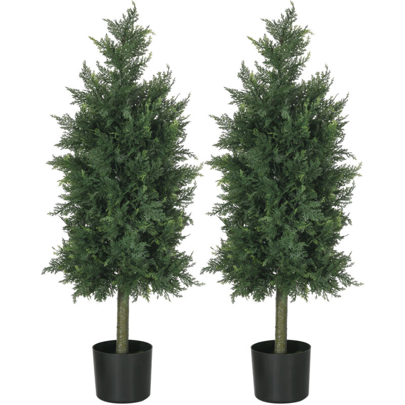 foto del prodotto homcom set 2 piante artificiali di cedro con foglie in pe verde 38x12.5x90 cm