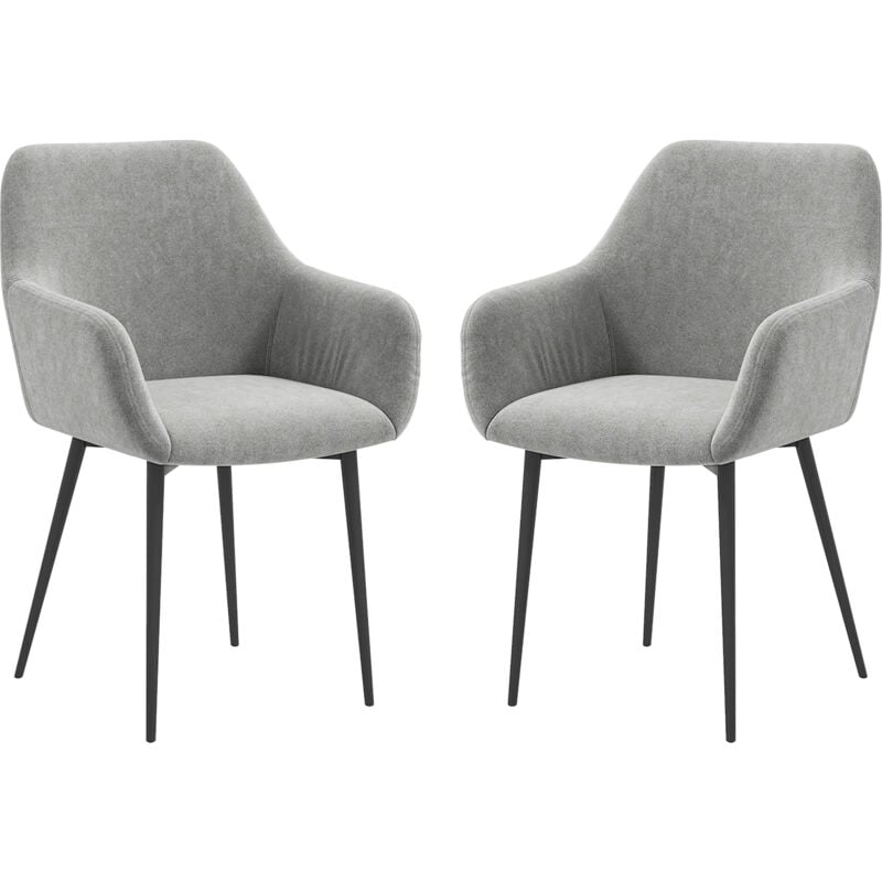foto del prodotto homcom set 2 sedie da cucina stile nordico vellutato con braccioli grigio scuro