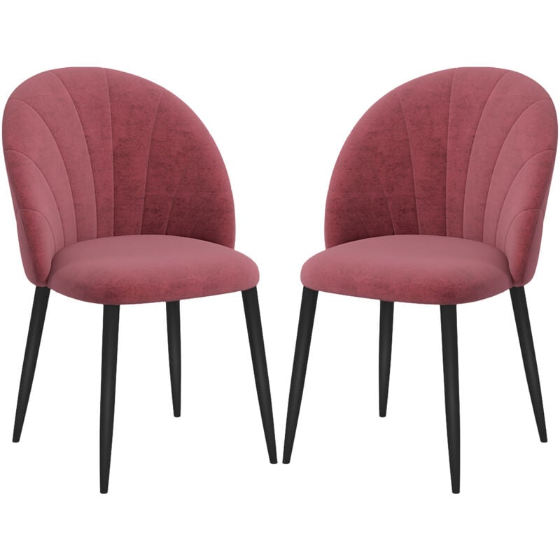 foto del prodotto homcom set 2 sedie da pranzo imbottite in velluto con gambe in acciaio, rosso
