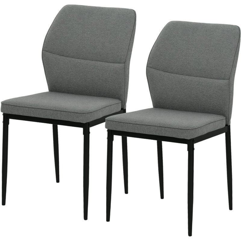 foto del prodotto homcom set 2 sedie da pranzo imbottite schienale ergonomico in velluto grigio