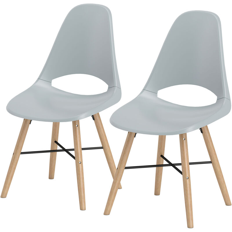 foto del prodotto homcom set 2 sedie da pranzo in plastica e legno in stile scandinavo grigio