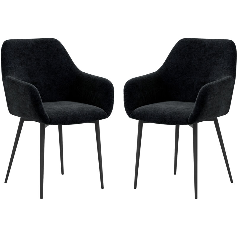 foto del prodotto homcom set 2 sedie imbottite moderne con braccioli e gambe in acciaio nero