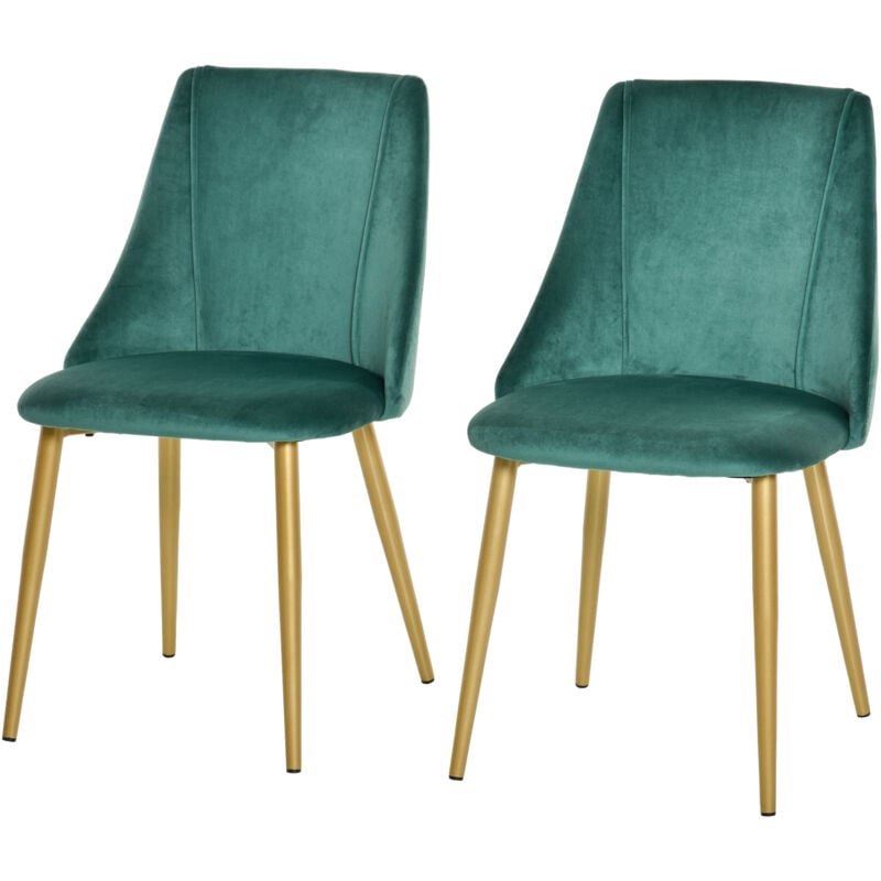 foto del prodotto homcom set 2 sedie moderne e imbottite da salotto cucina verde nero 50x56.5x85cm