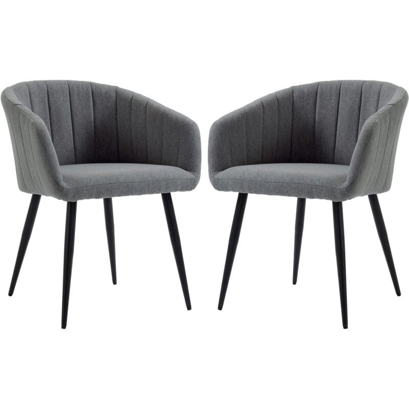 foto del prodotto homcom set 2 sedie moderne imbottite con rivestimento effetto lino grigio scuro