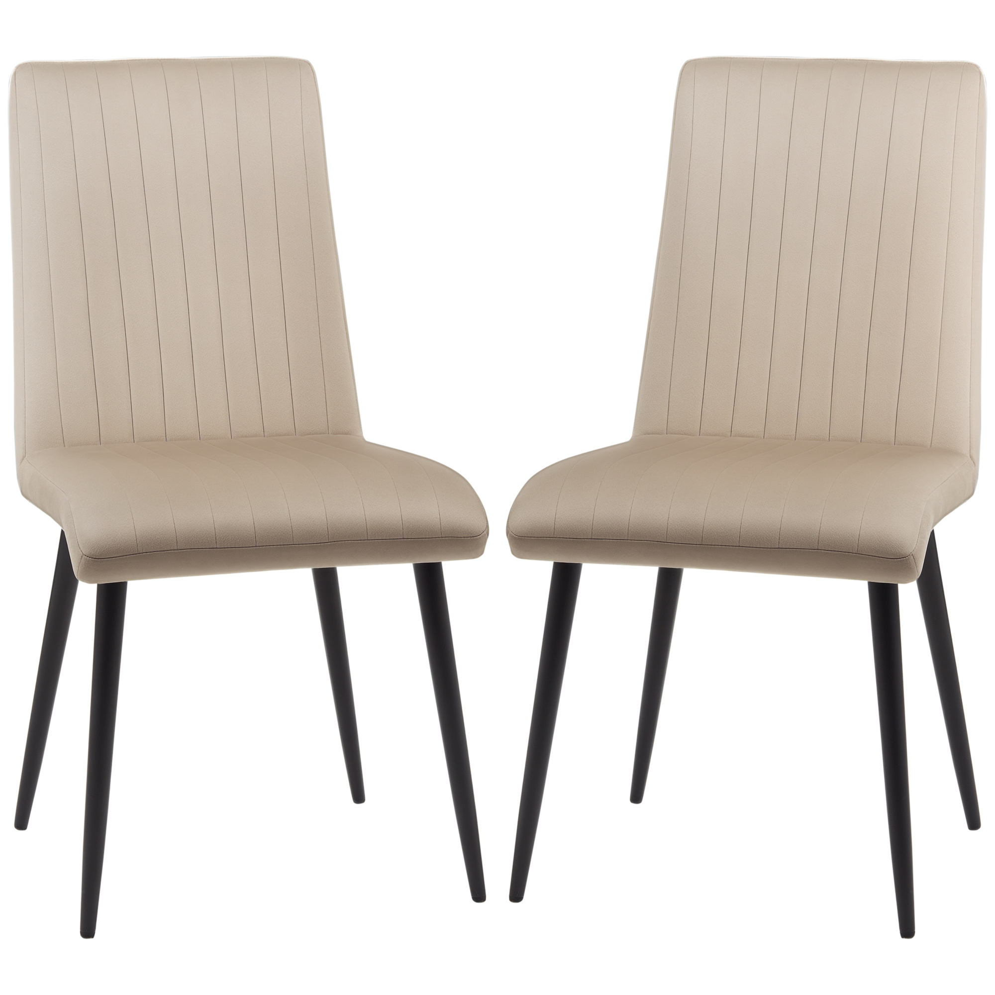 foto del prodotto homcom set 2 sedie moderne salvaspazio da pranzo con imbottite in tessuto velluto e gambe in acciaio, 43x58x90cm, marrone chiaro e nero aosom italy