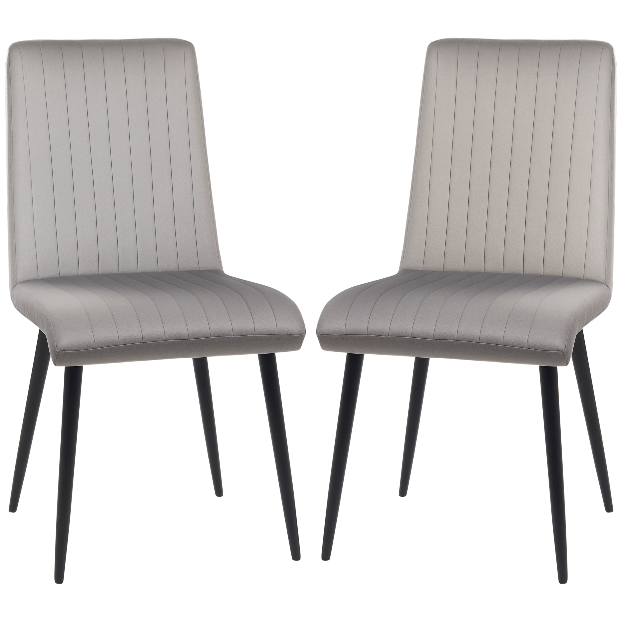 foto del prodotto homcom set 2 sedie moderne salvaspazio da pranzo con seduta imbottite in tessuto velluto e gambe in acciaio, 43x58x90cm, grigio e nero aosom italy