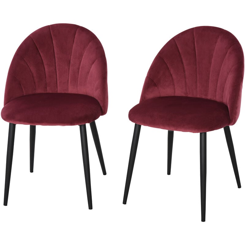 foto del prodotto homcom set 2 sedie per sala da pranzo imbottite design nordico velluto