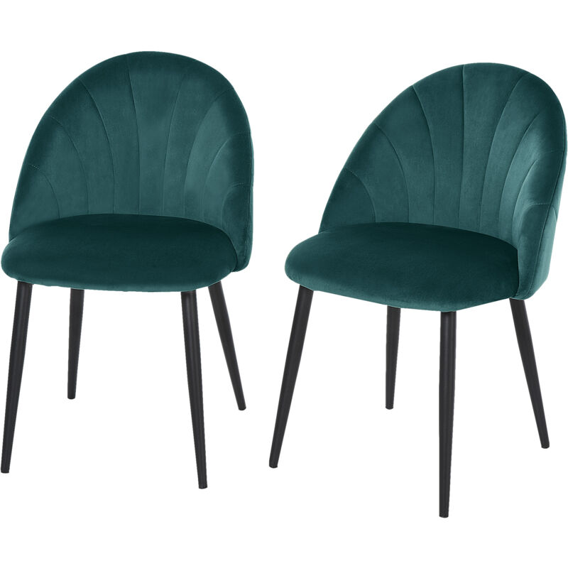 foto del prodotto homcom set 2 sedie per sala da pranzo imbottite design nordico velluto verde