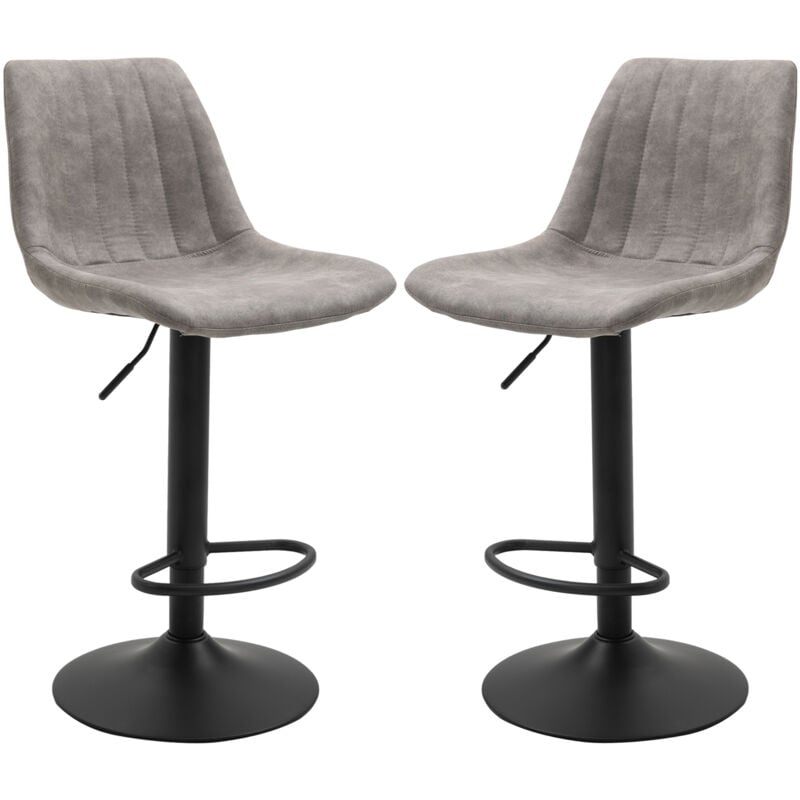 foto del prodotto homcom set 2 sgabelli da bar altezza regolabile con schienale stile industriale