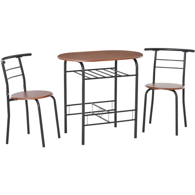 foto del prodotto homcom set 3 pezzi mobili da bar 2 sedie 49x43x75cm 1 tavolo 80x52x76cm 