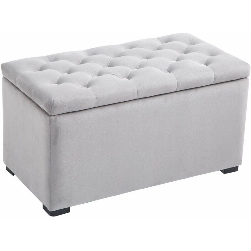foto del prodotto homcom set 3 pezzi pouf contenitore con 2 sgabelli in velluto grigio