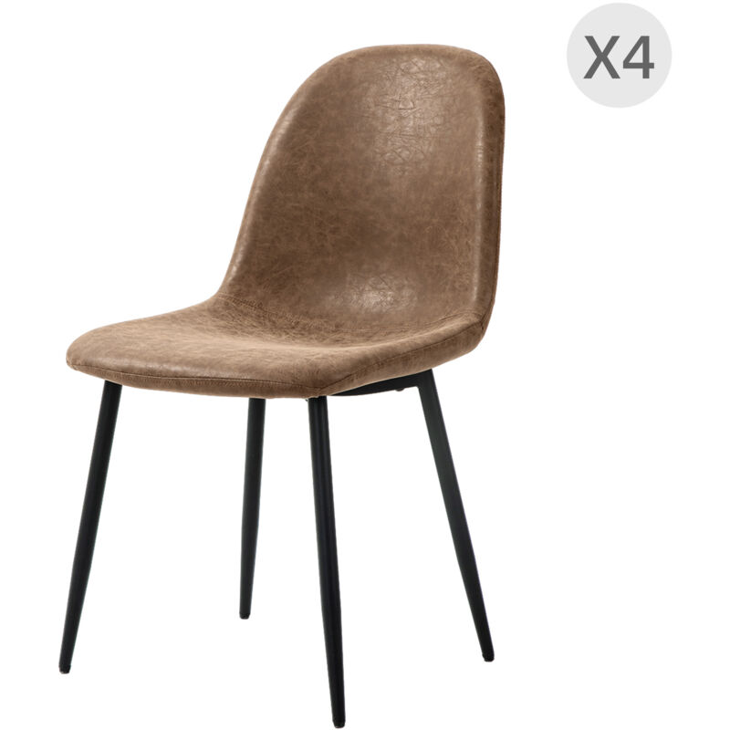 foto del prodotto homcom set 4 sedie da cucina stile retr in finta pelle pu e acciaio marrone