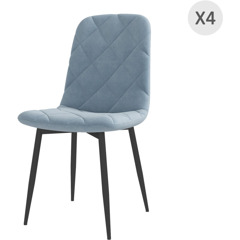 foto del prodotto homcom set 4 sedie da pranzo imbottite 45x54x87 cm azzurro