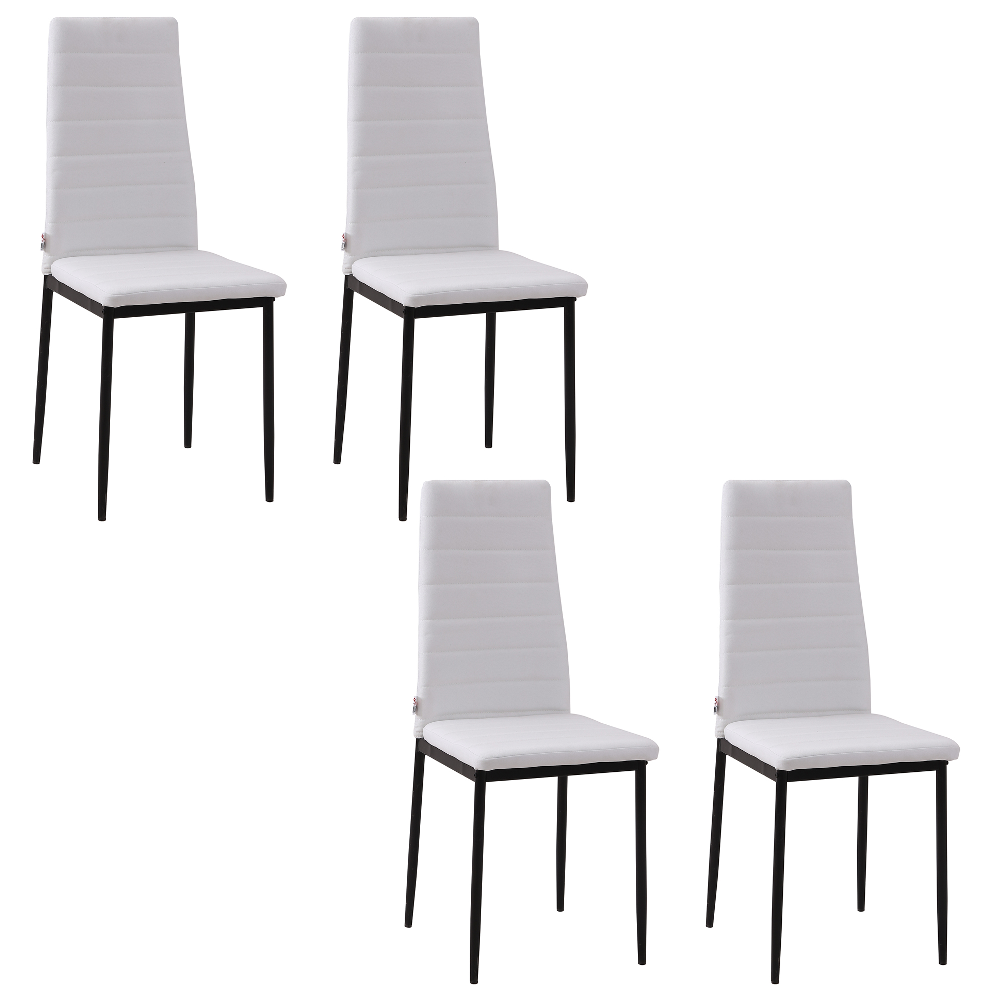 foto del prodotto homcom set 4 sedie da pranzo moderno imbottite con cuciture decorative in metallo e tessuto, per cucina e soggiorno,41x 50x 97cm, bianco aosom italy