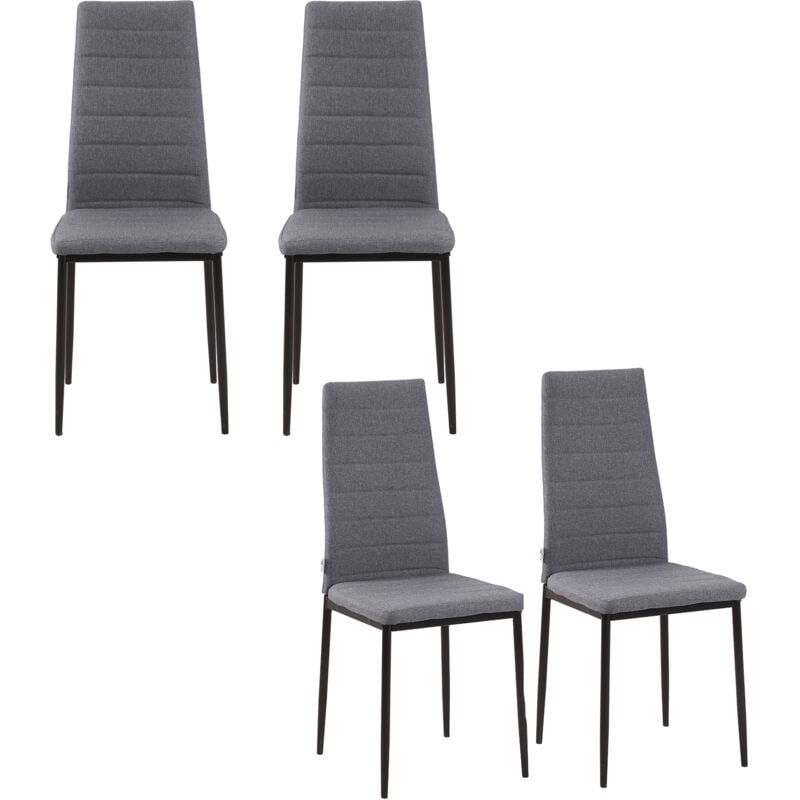 foto del prodotto homcom set 4 sedie imbottite per cucina o soggiorno in metallo e tessuto grigio
