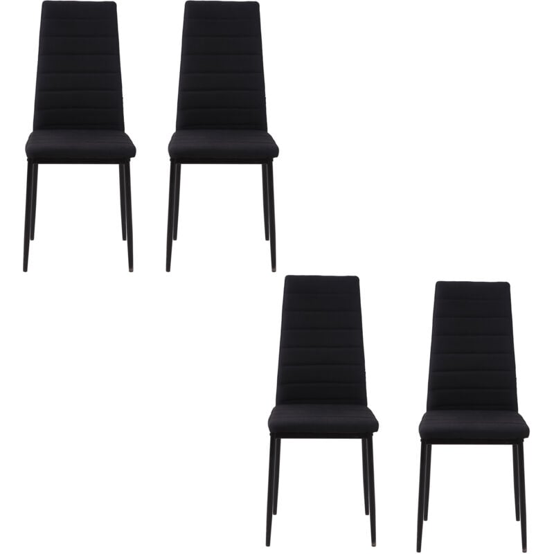 foto del prodotto homcom set 4 sedie imbottite per cucina o soggiorno in metallo e tessuto nero