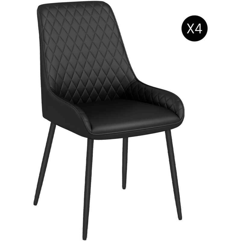 foto del prodotto homcom set 4 sedie moderne imbottite ed ergonomiche in pelle pu 49x60x89 cm nera
