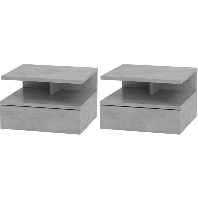 foto del prodotto homcom set da 2 comodini moderni con cassetto in truciolato grigio